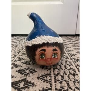 Folk Art Gourd Christmas Elf Hand Painted Collectible Primitive Decor Signed